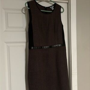 DKNY burgundy and black weave pattern dress.